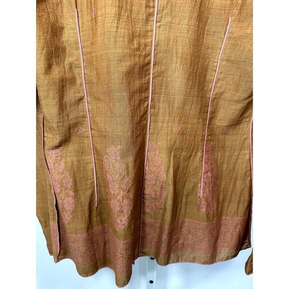 PAUL ROPP Women's One Button Cotton Blouse/Jacket Brown/Pink Size Large - Picture 10 of 15